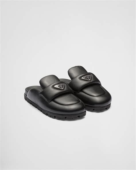 prada soft padded nappa leather loafers|Prada Soft Padded 20mm Sabots Black Nappa Leather.